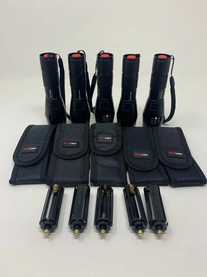 Gearlight LED Tactical Flashlight S1000 [5 PACK] – High Lumen, Zoomable, 5 Modes