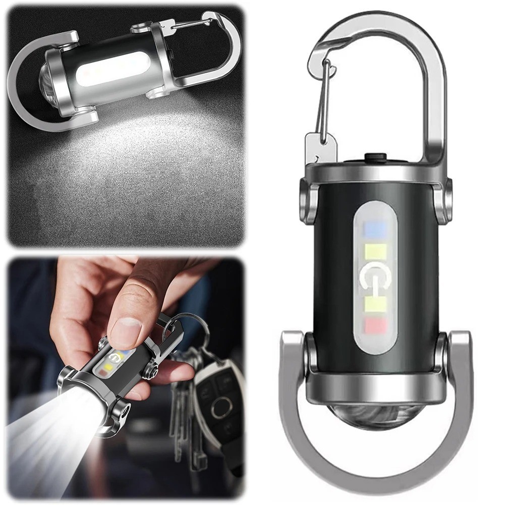 1200LM Mini Keychain Flashlight Outdoor Emergency Warning Light 3-Mode Ligting