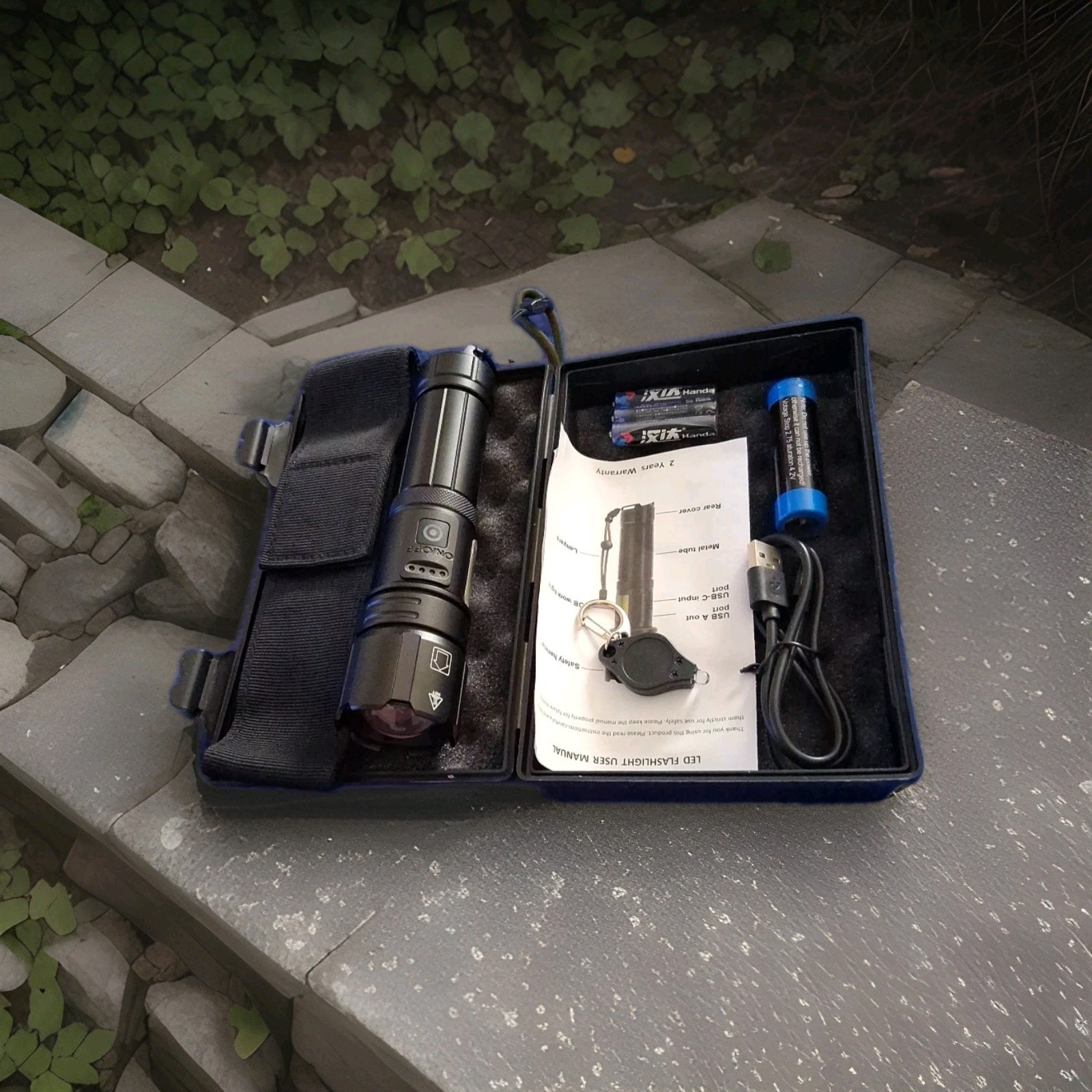 Power Style Flashlight Battery Charger USB Rechargeable Battery LED Flashlight