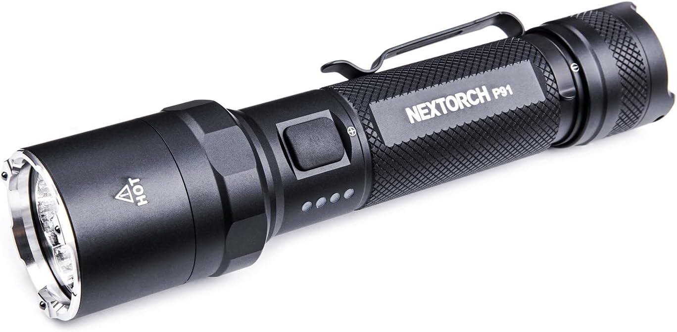 Nextorch P91 5000 Lumen Dual Switch Rechargeable Flashlight, Strobe, Glass Break