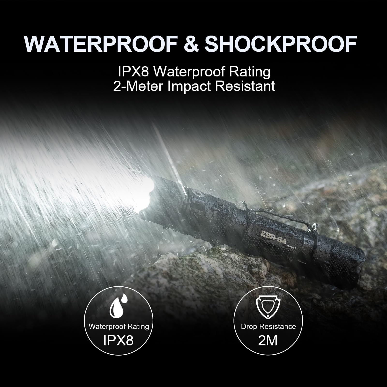 E9R G4 Tactical Flashlight – 2550 Lumen Rechargeable LED Flashlights with Mag…