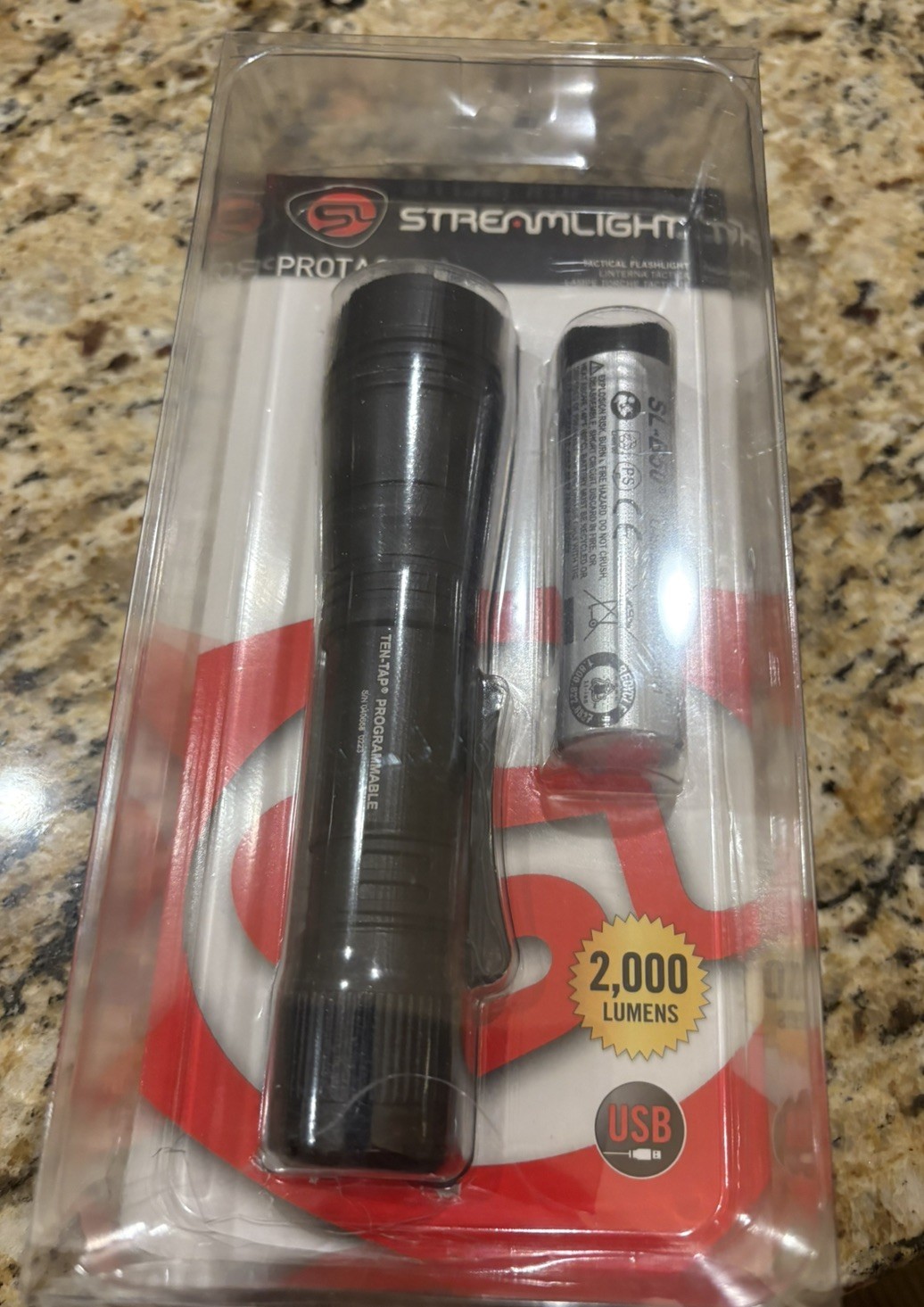 Streamlight Protac 2.0 Flashlight 2000 Lum + Battery + USB Cord + Holster