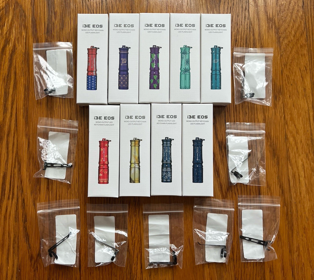 Olight I3E EOS Compact Keychain LED Flashlights Lot Of 9 With Clips – NEW
