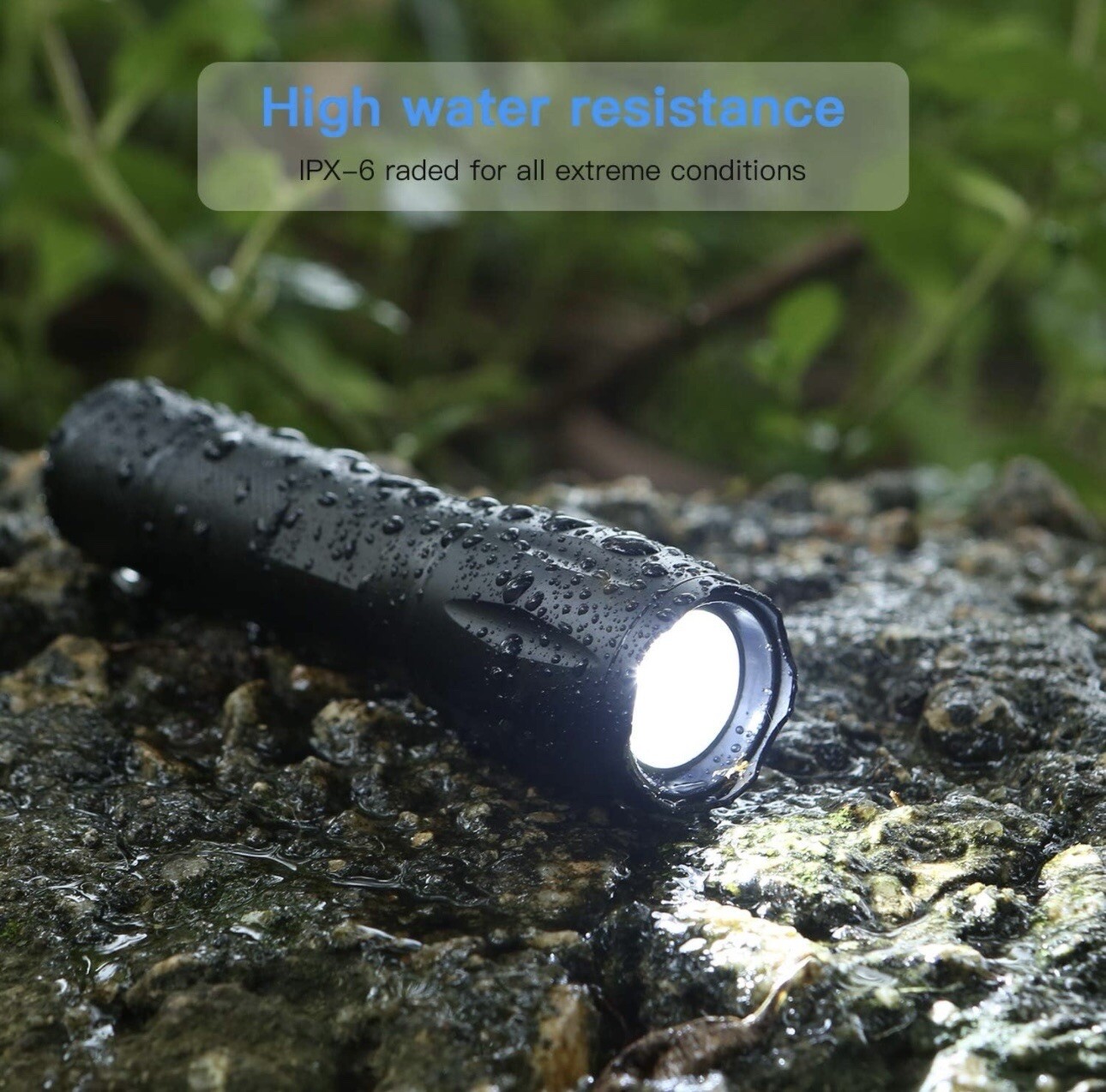LED Flashlight Metal Finish IPX6 Waterproof , 2pack