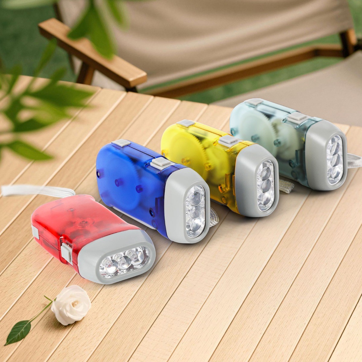 4 Packs 3 LED Dynamo Crank Wind Flashlight Torch Camping Emergency Survival Gear