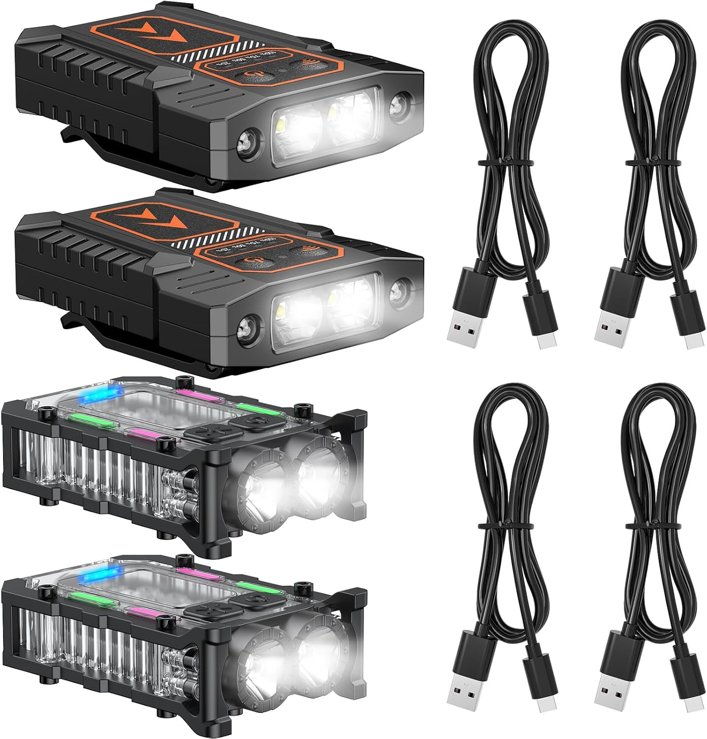 4 Pack Clip-On Flashlight, LED Rechargeable Hat Clip Light, Cap Lights Clip-On w