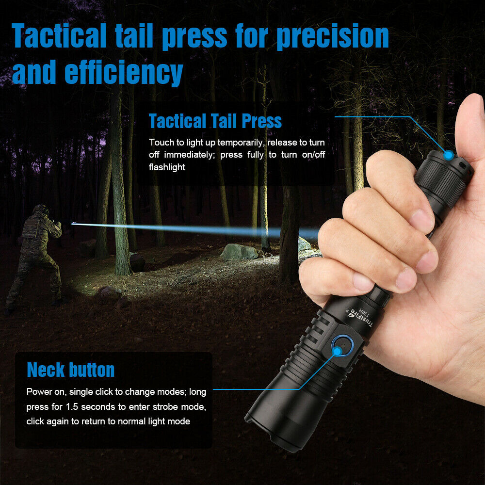 Tactical Trustfire T30R LEP Flashlight 1100m Range Type-C Charging, White La-ser