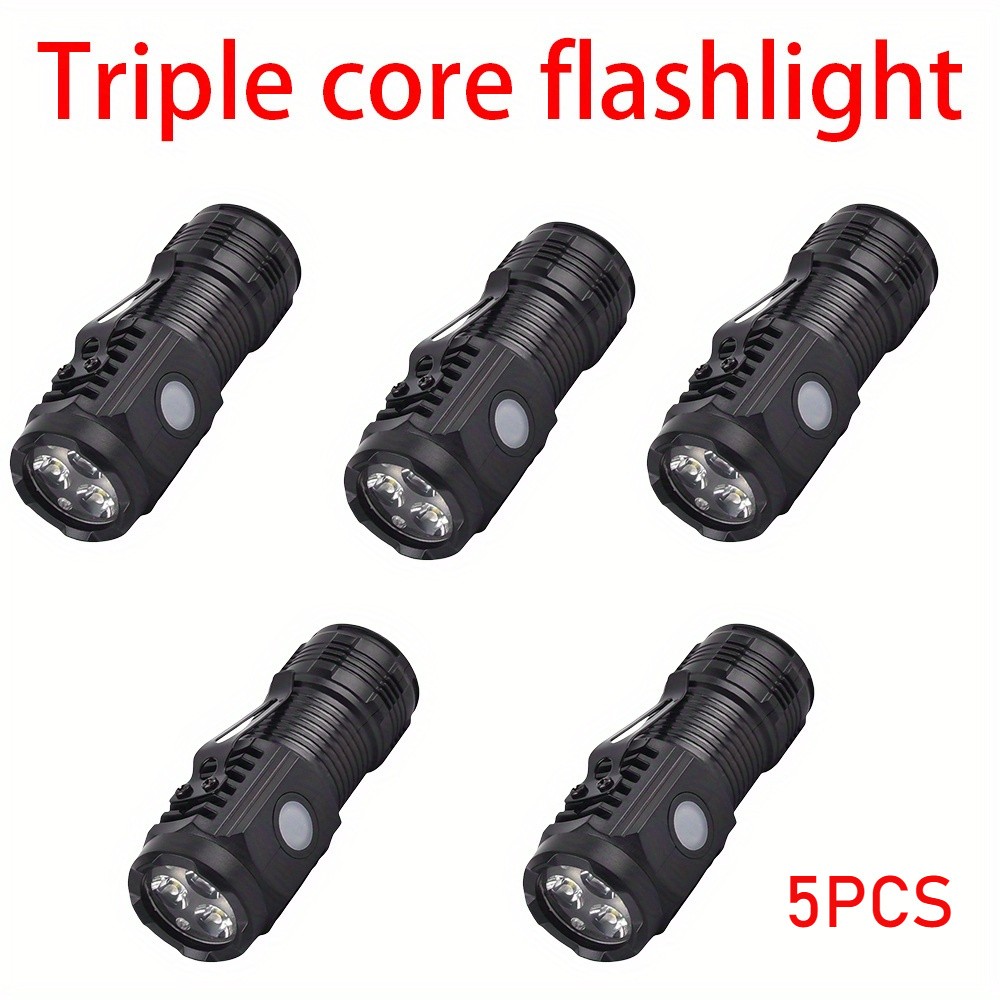 5/10pcs Mini LED Rechargeable Tactical Flashlight for Camping Fishing Outdoor