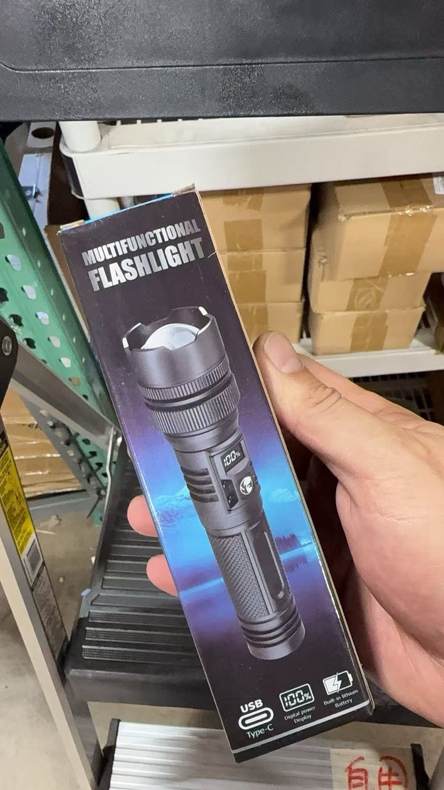 (WH-911 ) Rechargeable LED Flashlight USB-C, Power Bank, 4 Modes with Display
