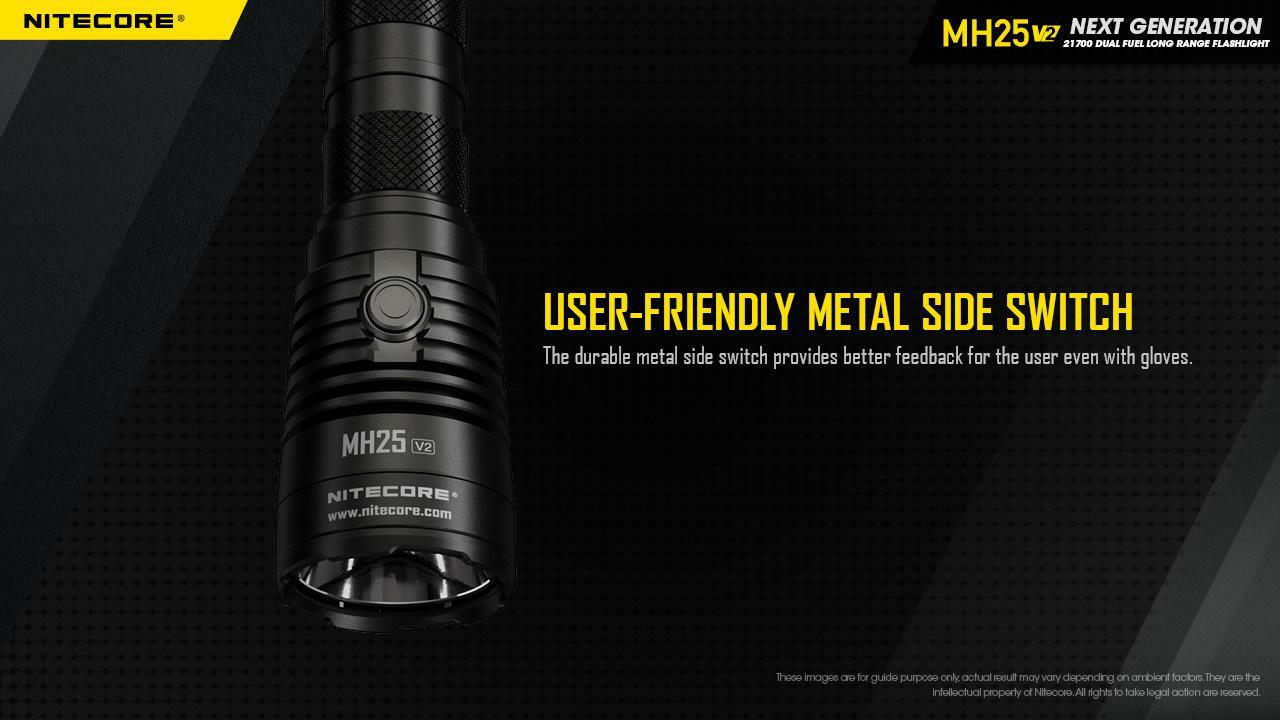 Nitecore MH25 v2 Type-C USB Rechargeable LED Flashlight – 1300 Lumens, 475 Mete