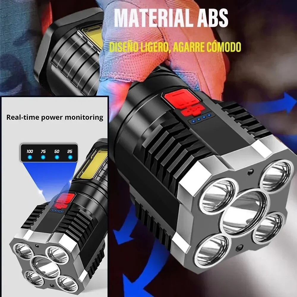 Super Bright LED Torch Flashlight+USB Rechargeable Tactical Camping Outdoor Lamp