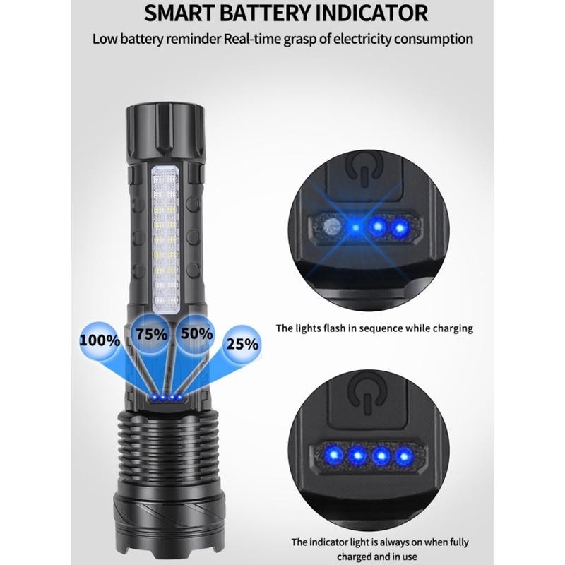 1000000 Lumens Super Bright LED Tactical Flashlight Rechargeable LED Work Lights