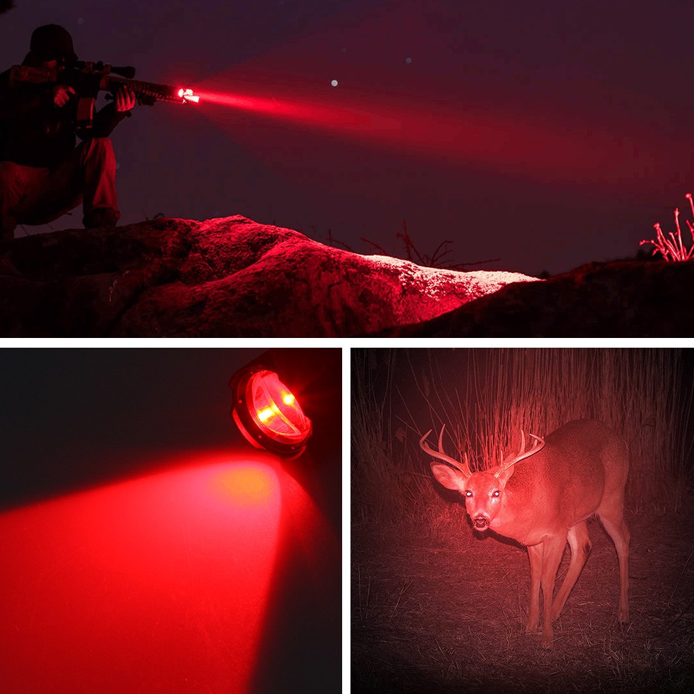 800Yards Hunting Red Light LED Flashlight Torch Quick Detach 20mm Picatinny Rail