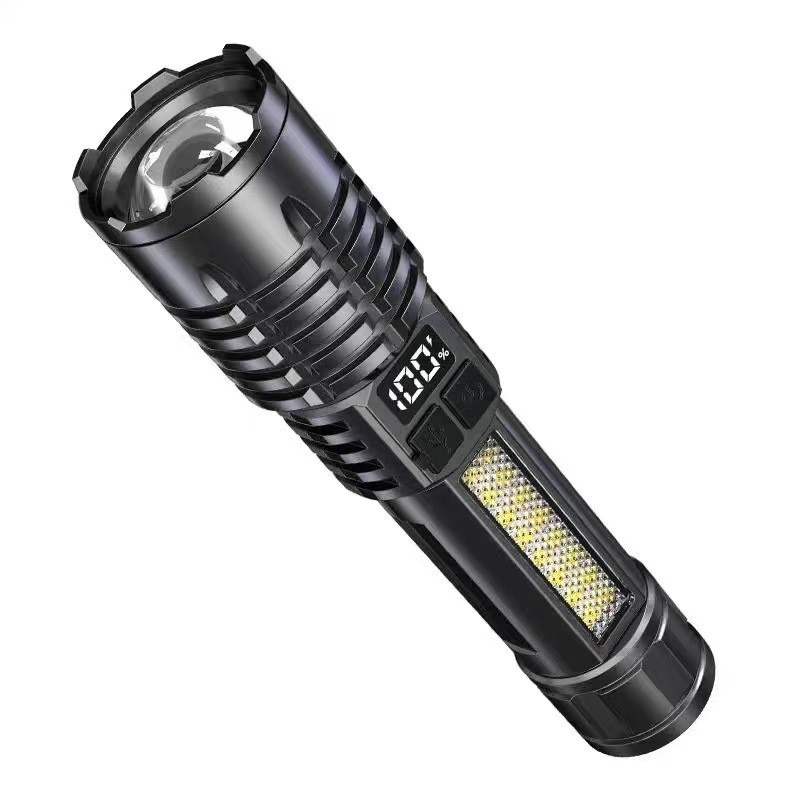Rechargeable Long Distance LED Flashlight Tactical 5 Modes COB Side Lights