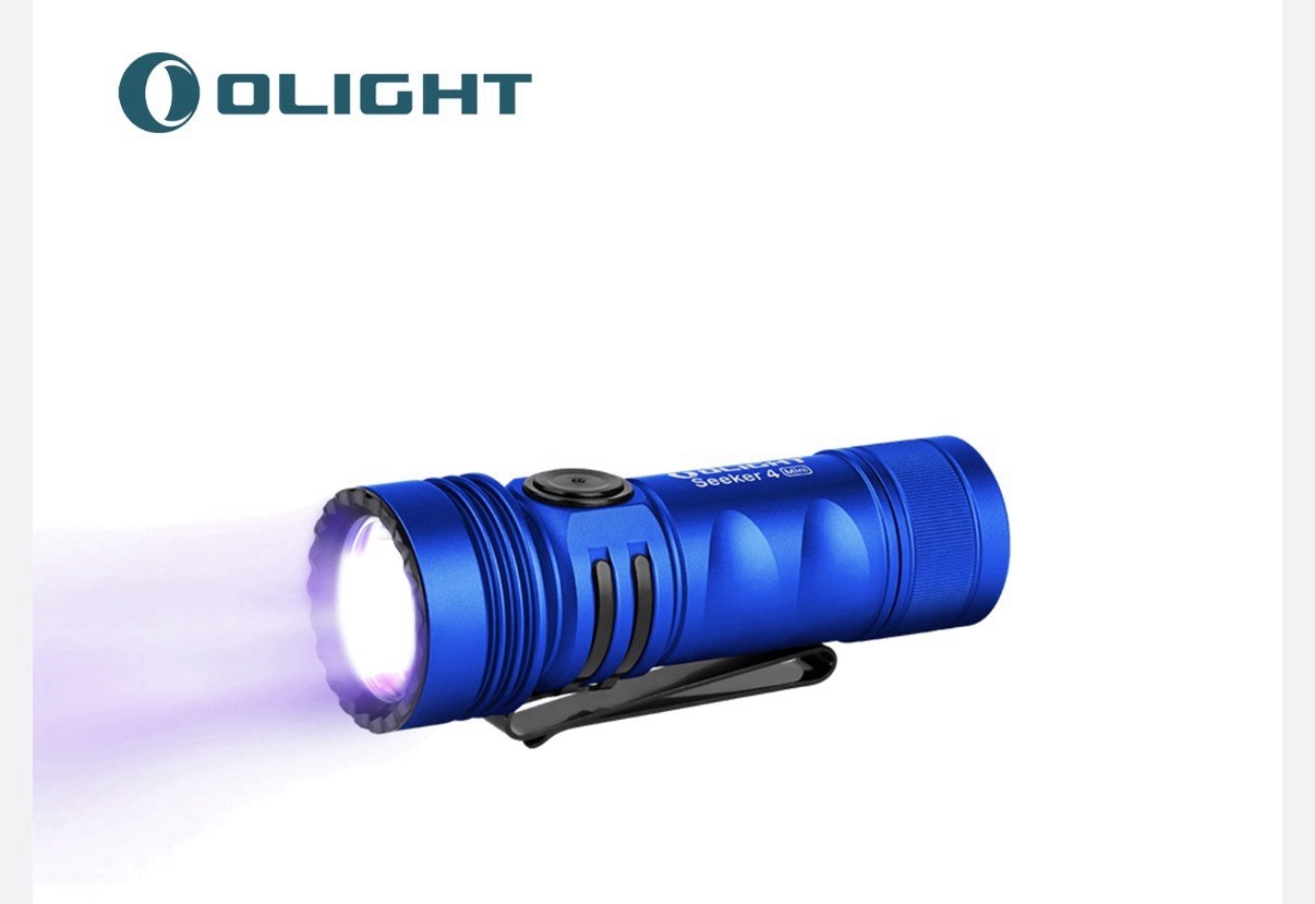 Olight Seeker 4 Mini EDC Flashlight, 1200 Lumens, 365nm UV Light Sealed NIB