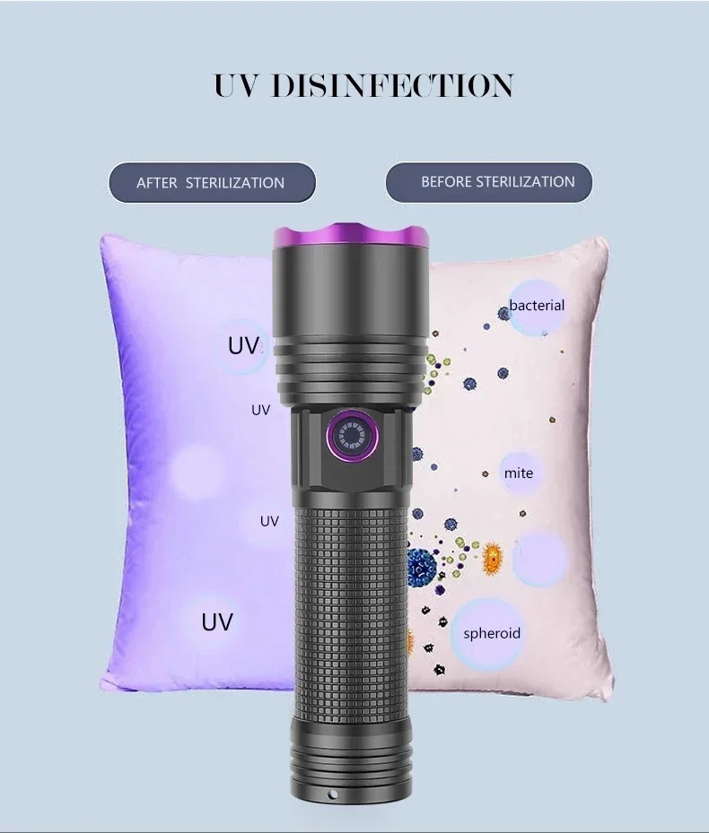 365nm UV Flashlight Black Light Super Bright 80W Rechargeable LED Detector Torch