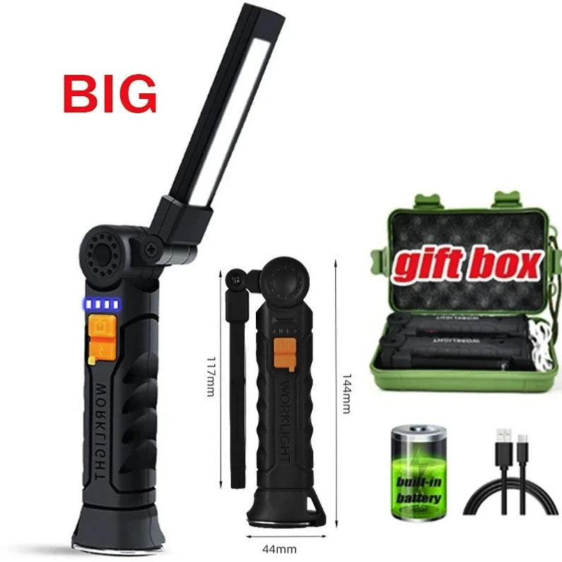 1pc COB LIGHT EMITTING DIODE Work Light USB Rechargeable Magnetic Flashlight Lam