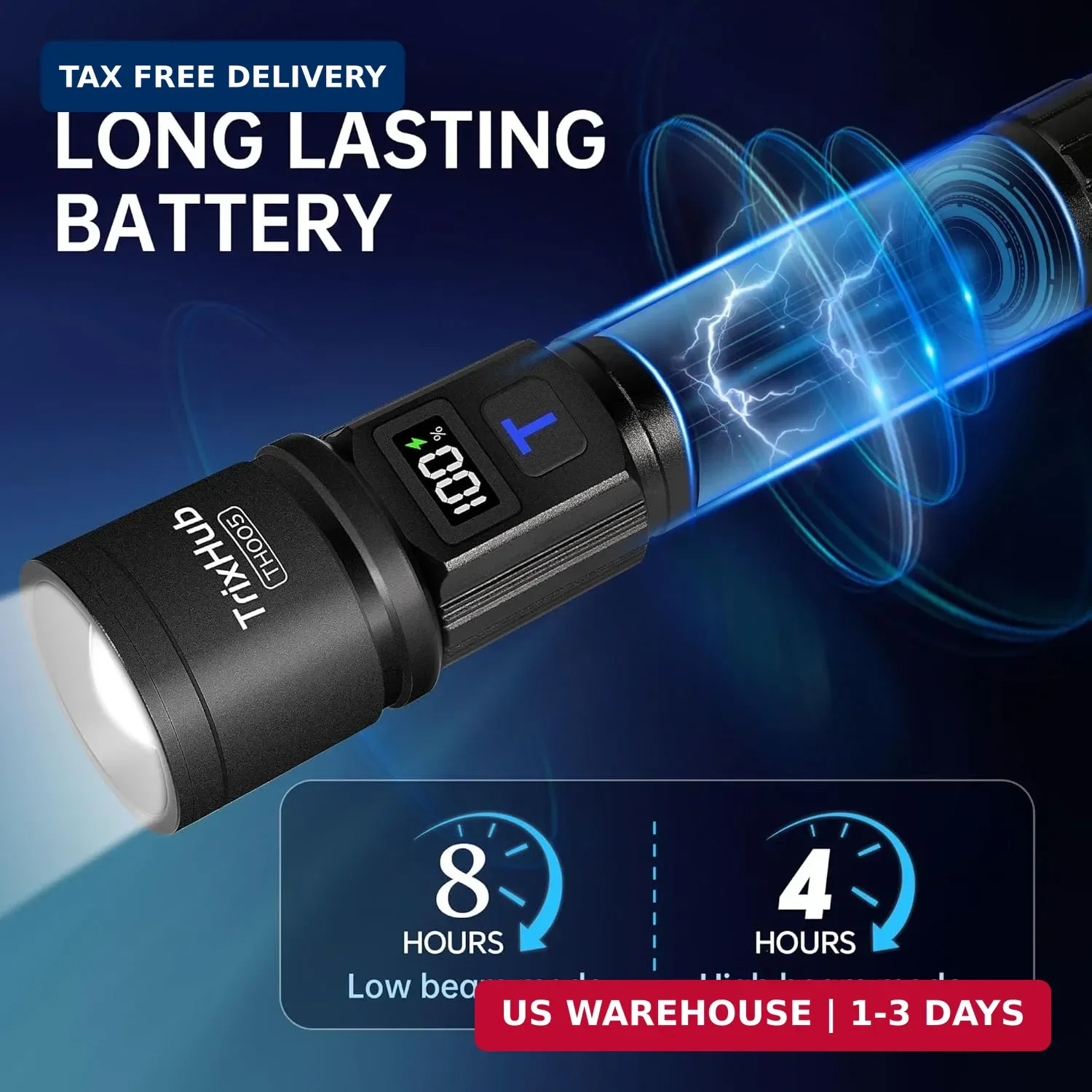TrixHub Rechargeable Flashlights 2 Pack, Super Bright High Lumens Flash Light, 5