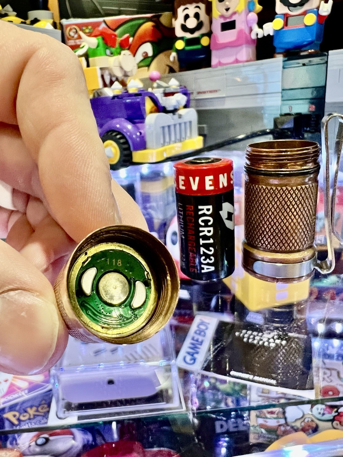 Foursevens Mini MKII Copper W/ Box & Accessories, CR123 Rechargeable Battery