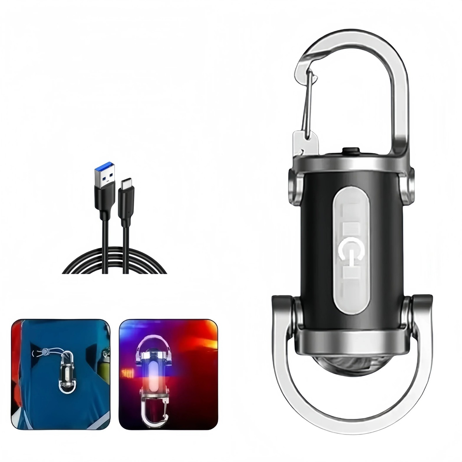 Portable Rechargeable Keychain Flashlight Power Bank Phone Charger Bright LED**