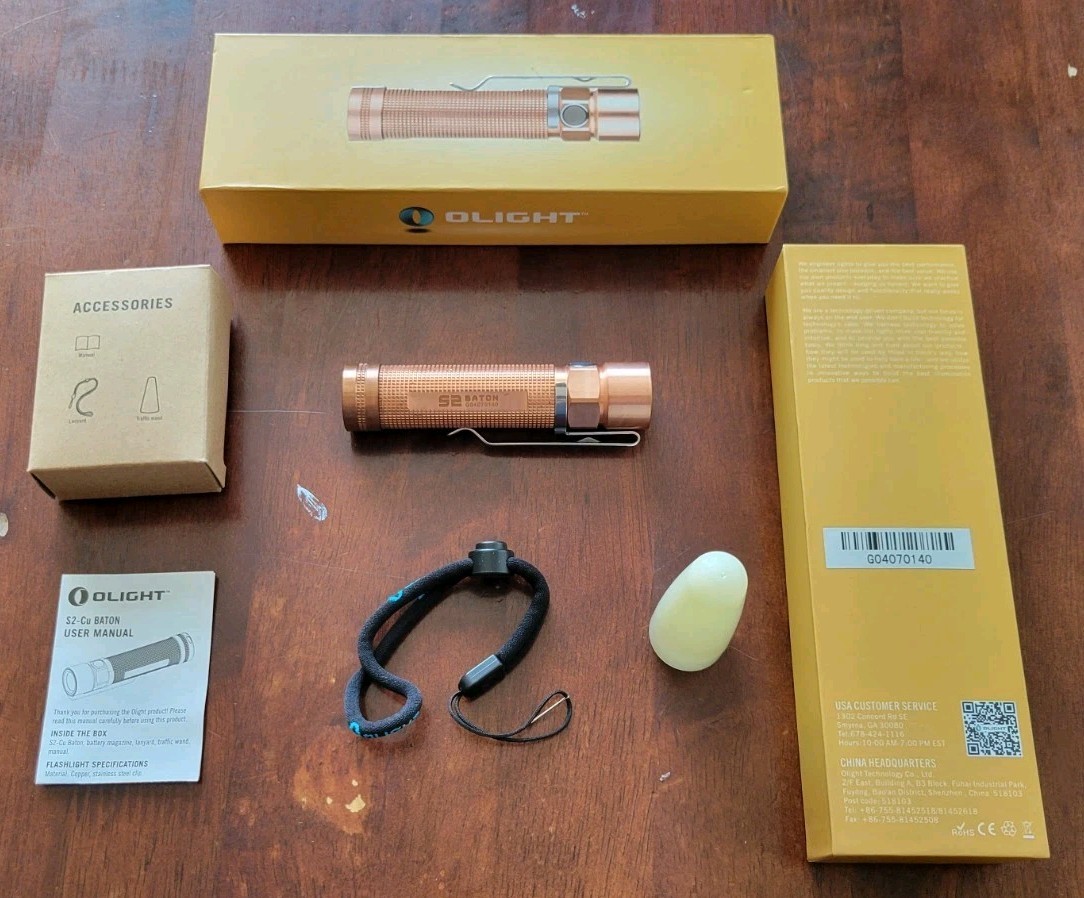 Olight S2 Baton Copper Flashlight LED Torch