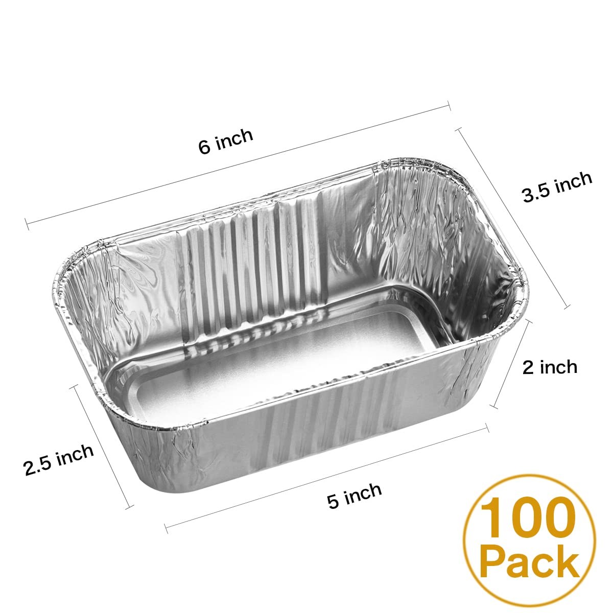 MOACOCK 100 Pack 1Lb Aluminum Mini Loaf Baking Pans, 6” x 3.5” 1Lb,