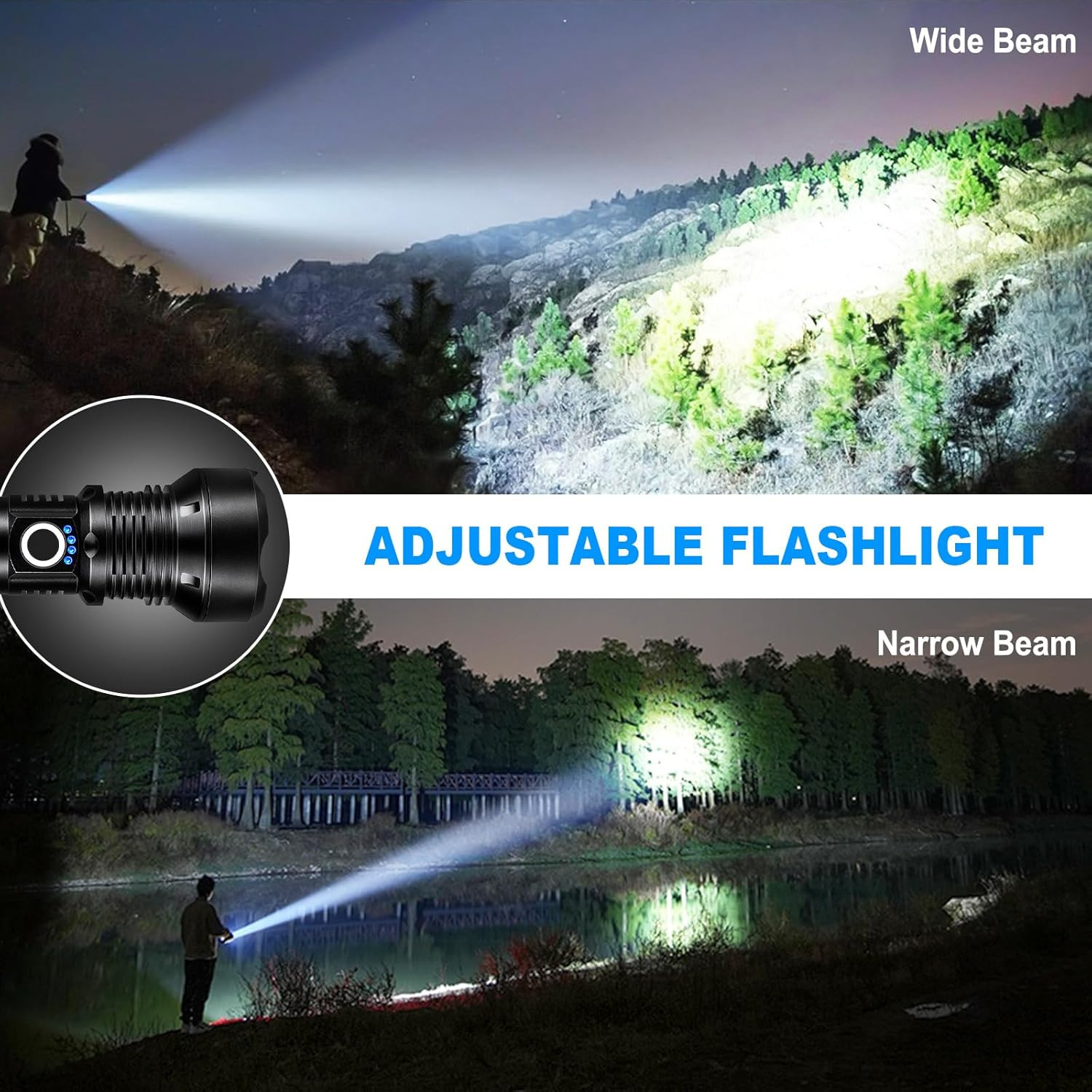 KINGCAESAR Flashlights High Lumens Rechargeable, 2 Pack 90,000 Lumens Super Brig