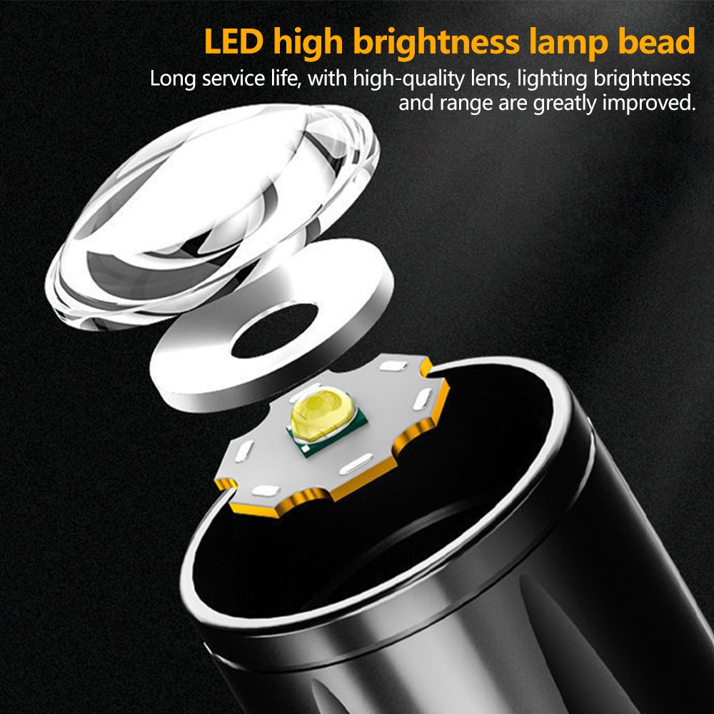 1/2pcs LED Flashlight Light Super Bright Torch USB Rechargeable COB Flashlight