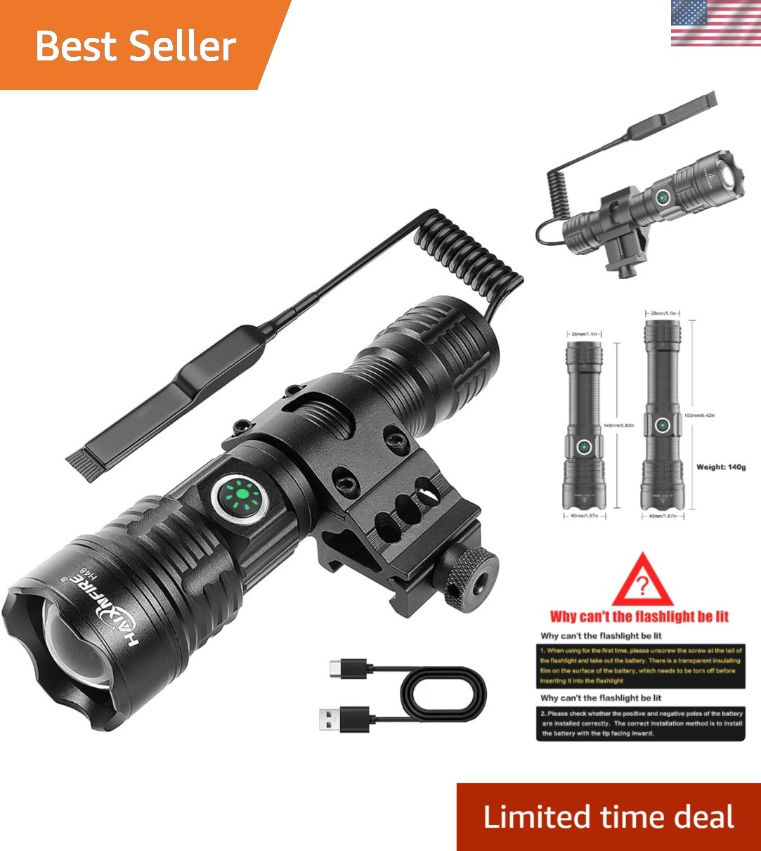 Durable Aluminum Tactical Flashlight 6000 Lumens – Adjustable Zoom & Waterproof
