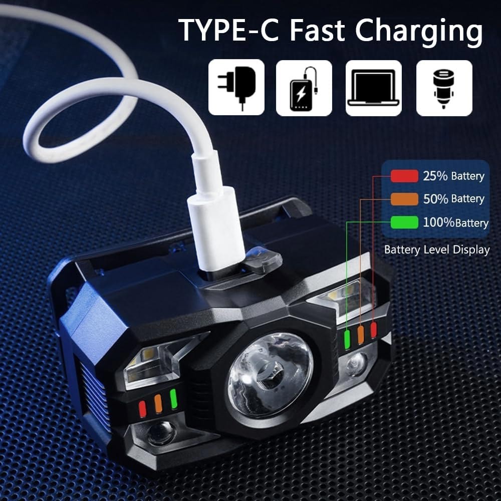 2PCS 1200Lumen Headlamp Flashlight Rechargeable Ultra Bright LED Head Lamp Torch
