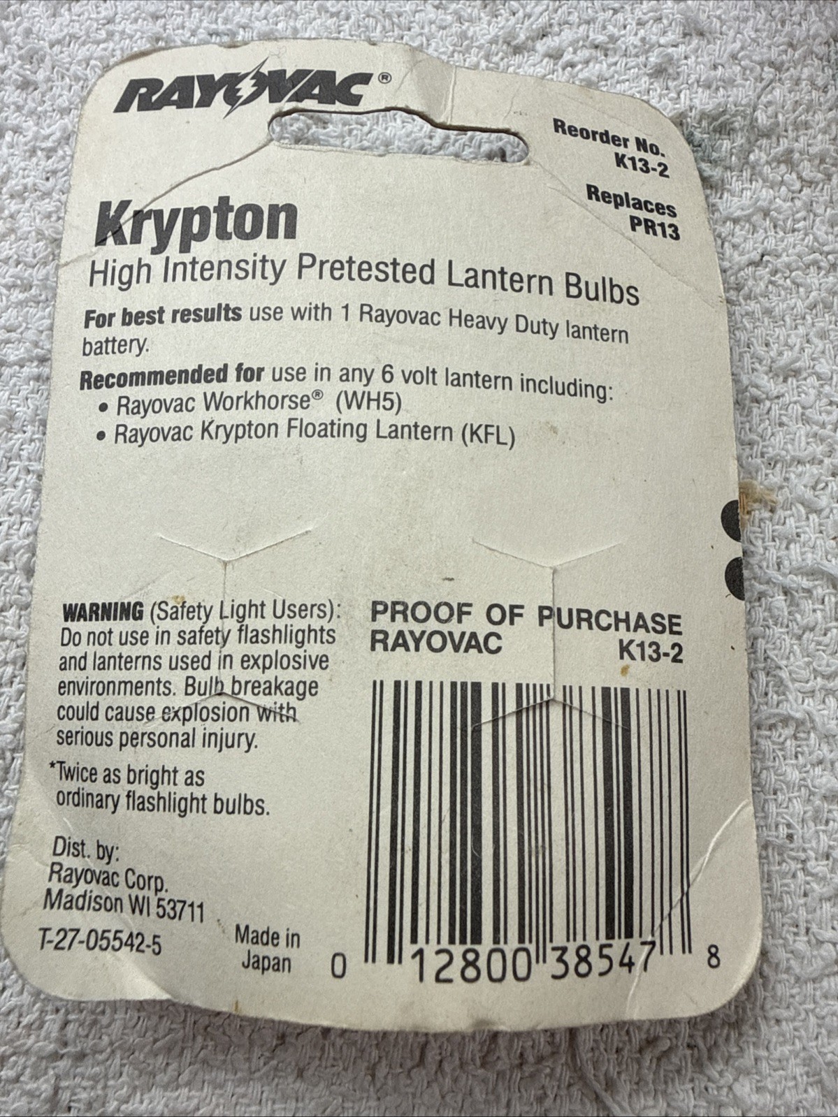 Rayovac Krypton Flashlight Bulbs 2-Pack for 6 Volt Lanterns K13-2 FREE SHIPPING!