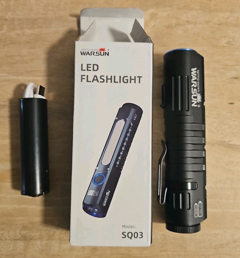 Warsun Rechargeable EDC Flashlight Waterproof With 8 Lighting Modes