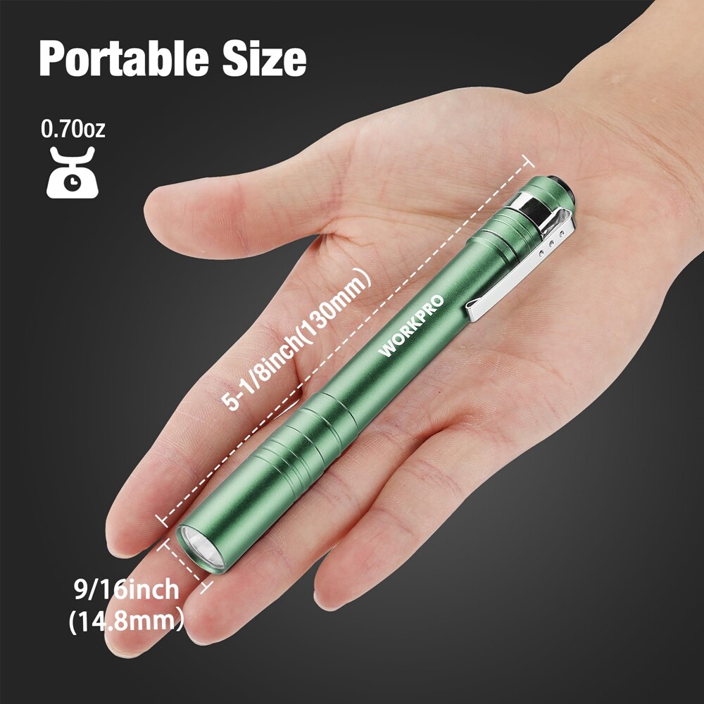 WORKPRO 4PC LED Flashlight Pocket Light Ultra Bright Handheld Aluminum Pen Light
