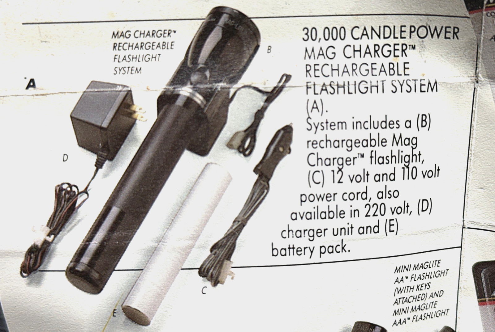 MAGLITE Police “Mag Charger” RX1019 Rechargeable Flashlight lite Battery +Cables