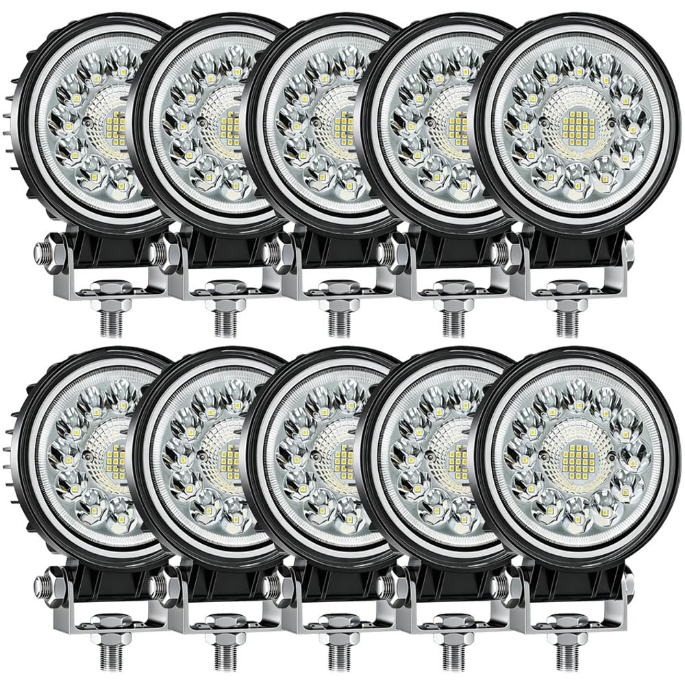LED Work Lights, 4 Inch 99W Round Driving Fog Lights 12V 24V Off Road Light S…