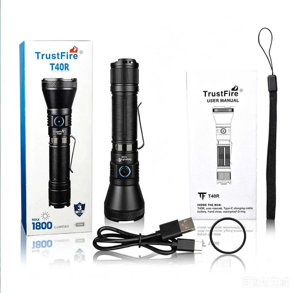 Trustfire 1800 Lumen 550M Range LED Tactical Flashlight Type-C Rechargeable IP68