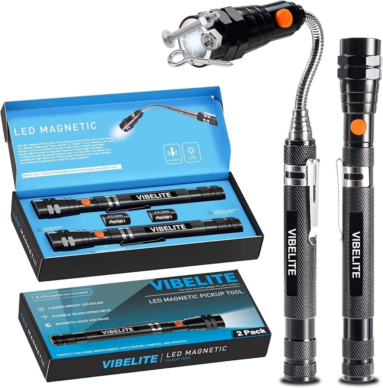 Extendable Magnetic Flashlight with Telescoping Magnet Pickup Tool-Cool Gadge…
