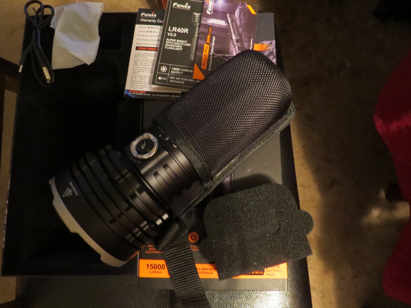 Fenix LR40R V2 High Power 15 000 Lumen Rechargeable Flashlight New Open Box!