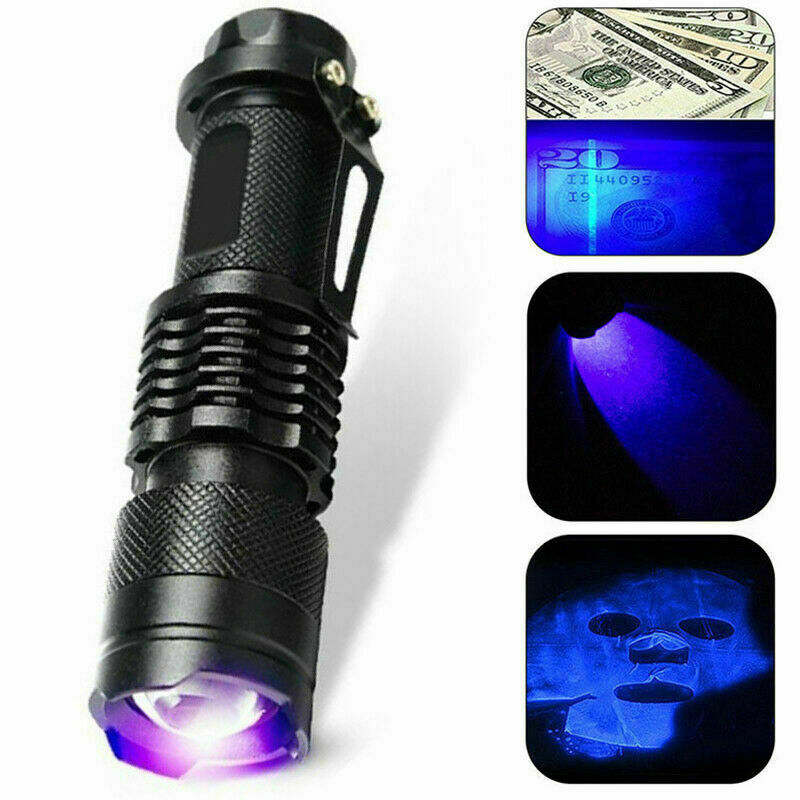 Ultra Violet LED Flashlight 395nm UV Blacklight Inspection Lamp Zoom Small Torch