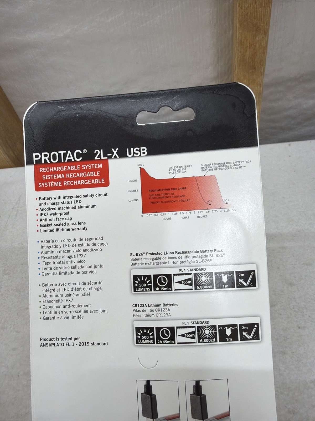 Streamlight ProTac 2L-X USB 18650 USB Battery, USB Cord And Holster Clam