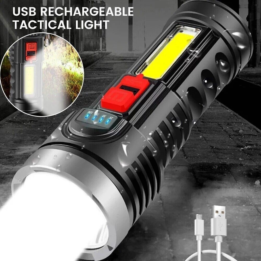 2X 350000000 Lumens Super Bright LED Tactical Flashlight Rechargeable Work Torch