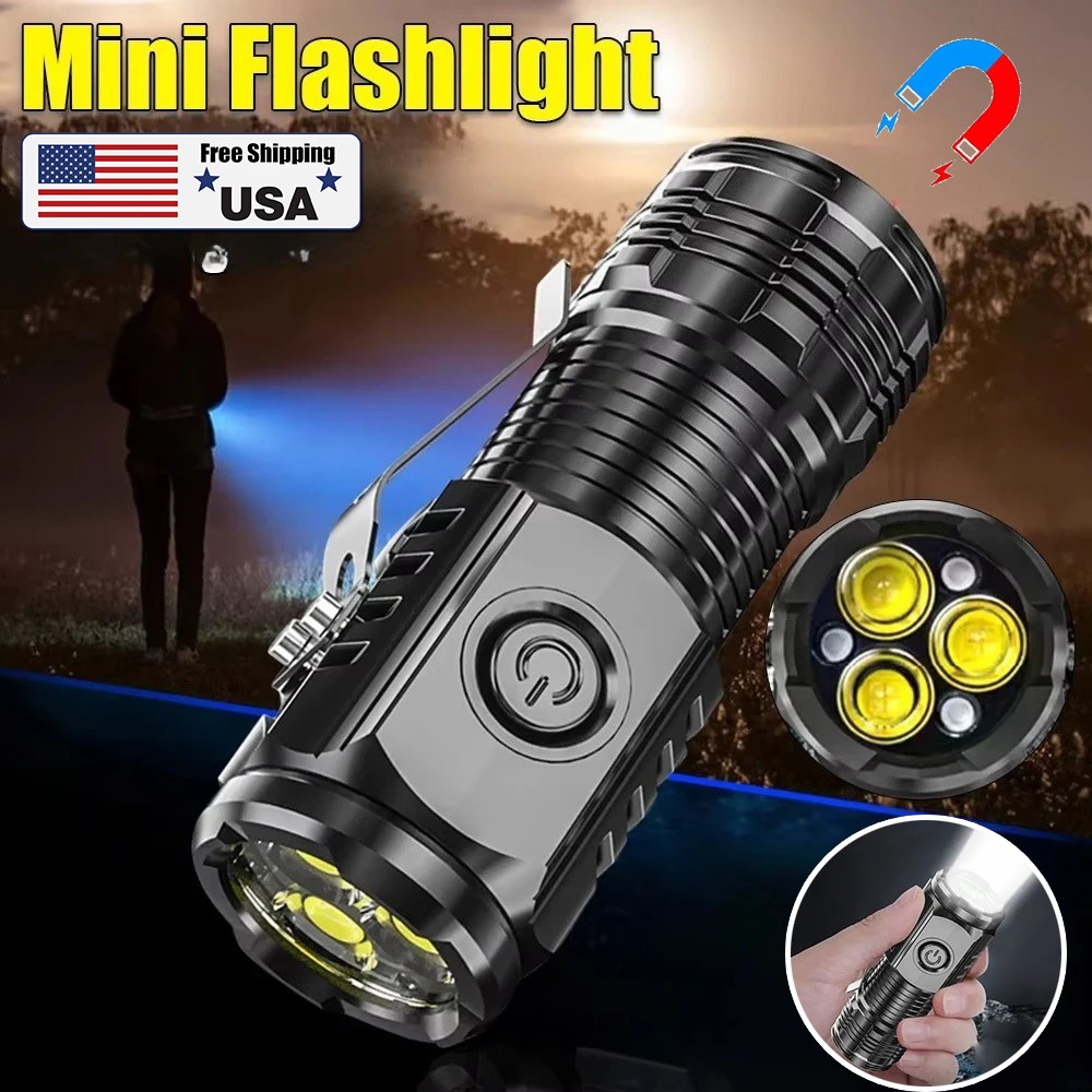 1/3*Mini Flashlight High Lumens 5 Modes,Pocket Light & Clip, Magnetic Flashlight