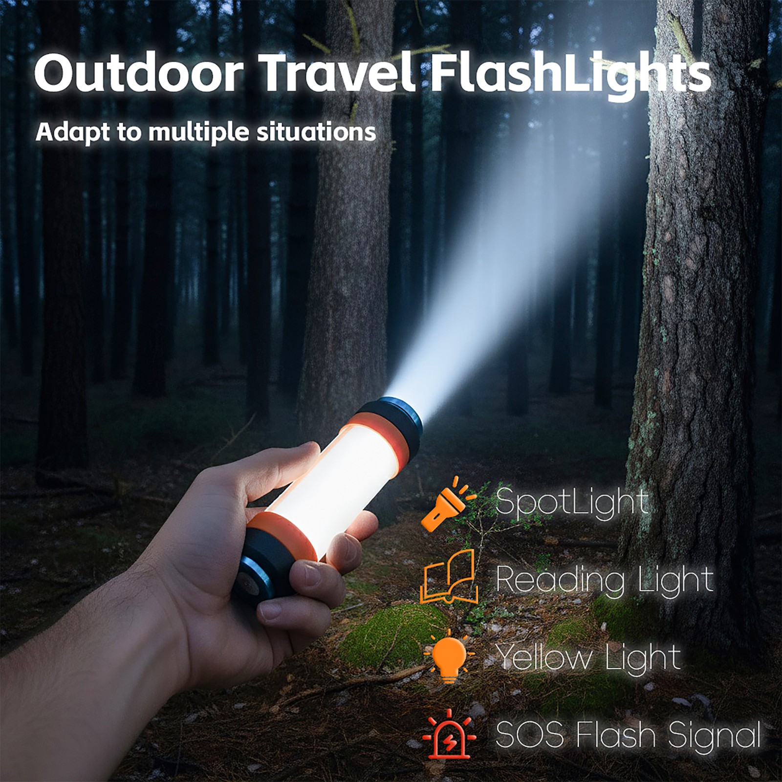 2x Camping LED Flashlight Rechargeable Magnetic Flashlights Window Breaker/ SOS