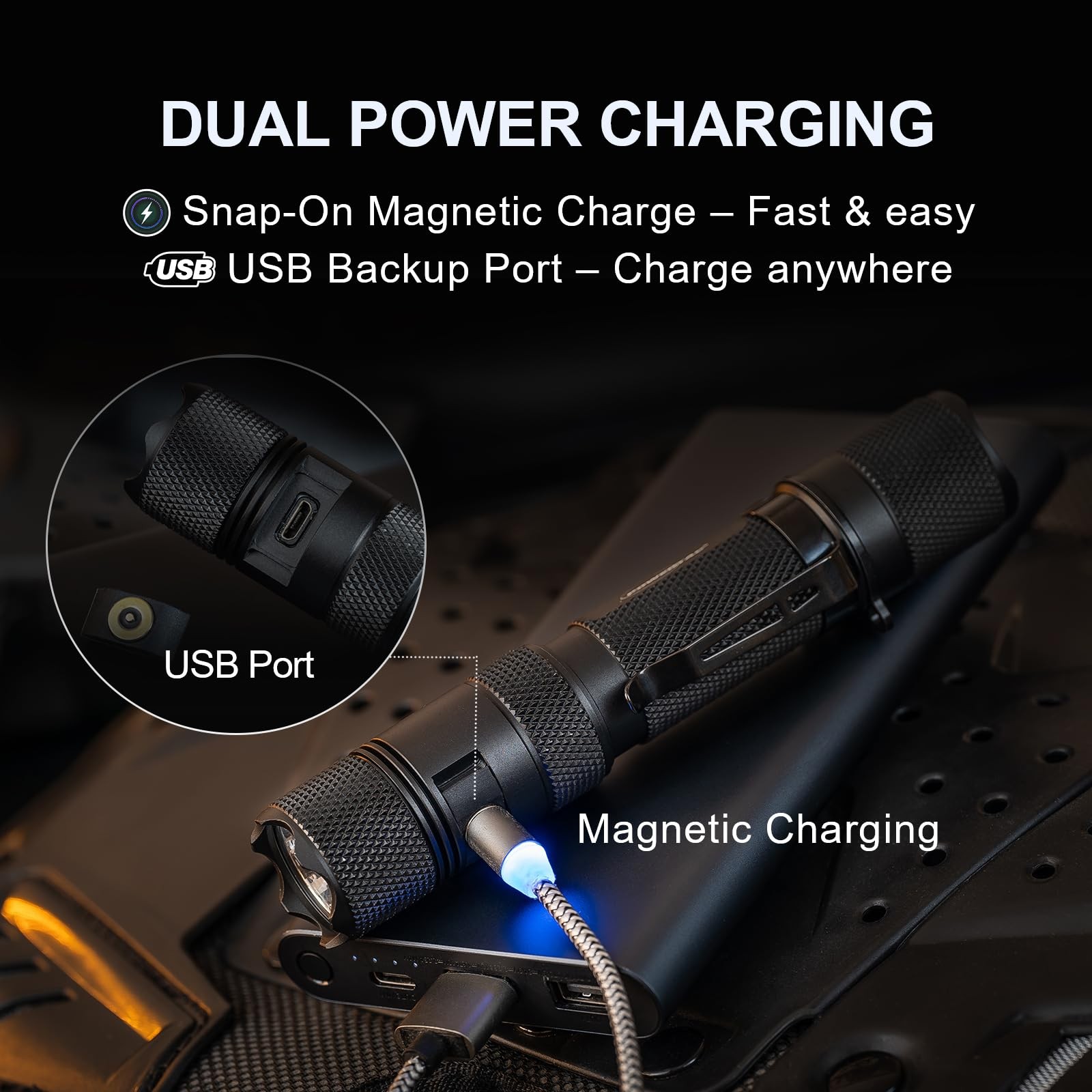 E9R G4 Tactical Flashlight – 2550 Lumen Rechargeable LED Flashlights with Mag…