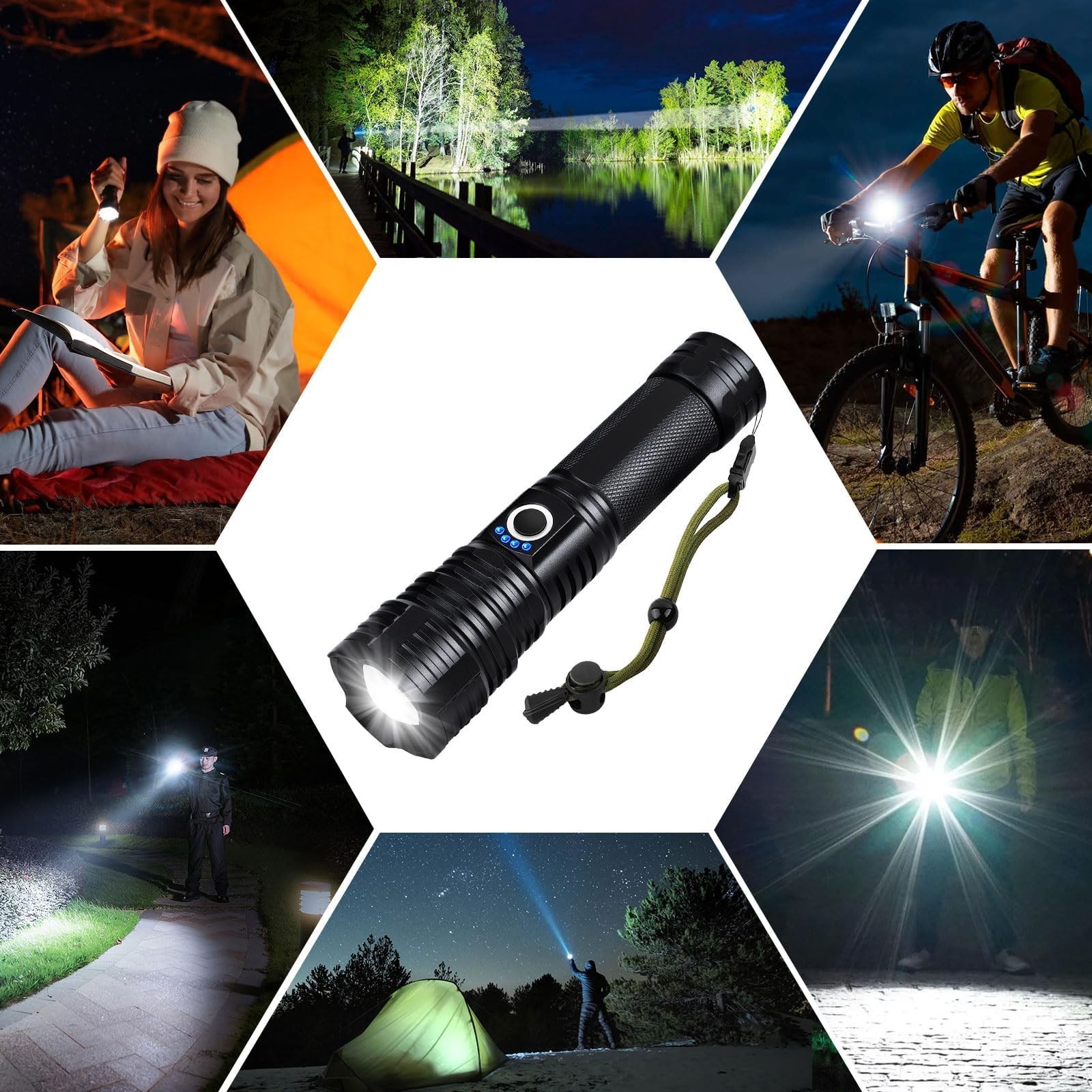 LED Flashlights High Lumens Rechargeable, 90,000 Lumens Brightest Handheld Fl…
