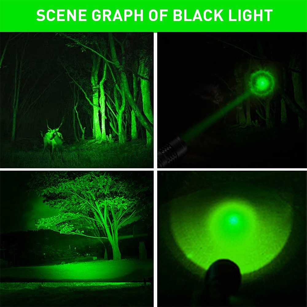 4in1 Hunting LED Zoom Flashlight White/Green/Red/Blue Light Torch Coyote Varmint