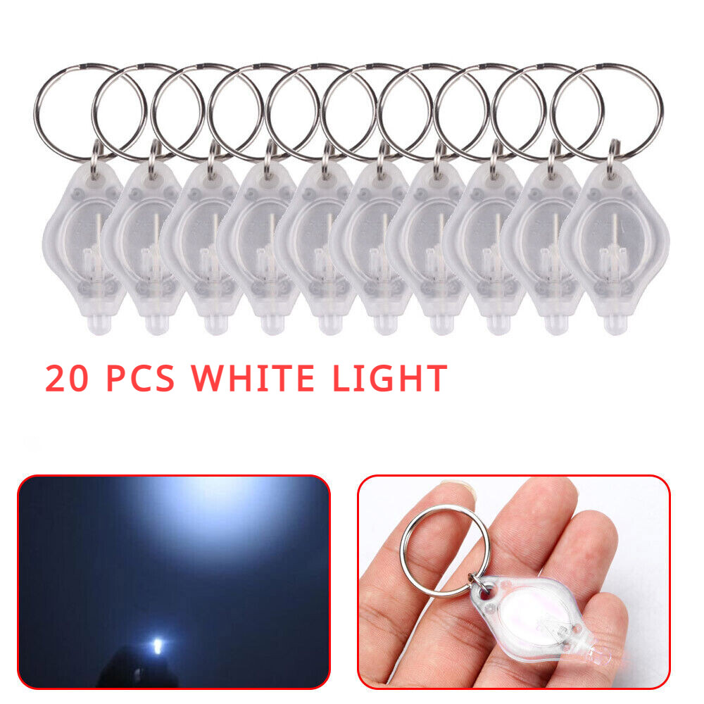 7/20pcs Mini Bright LED Micro Light Keychain Squeeze Light Key Ring Camping Gift