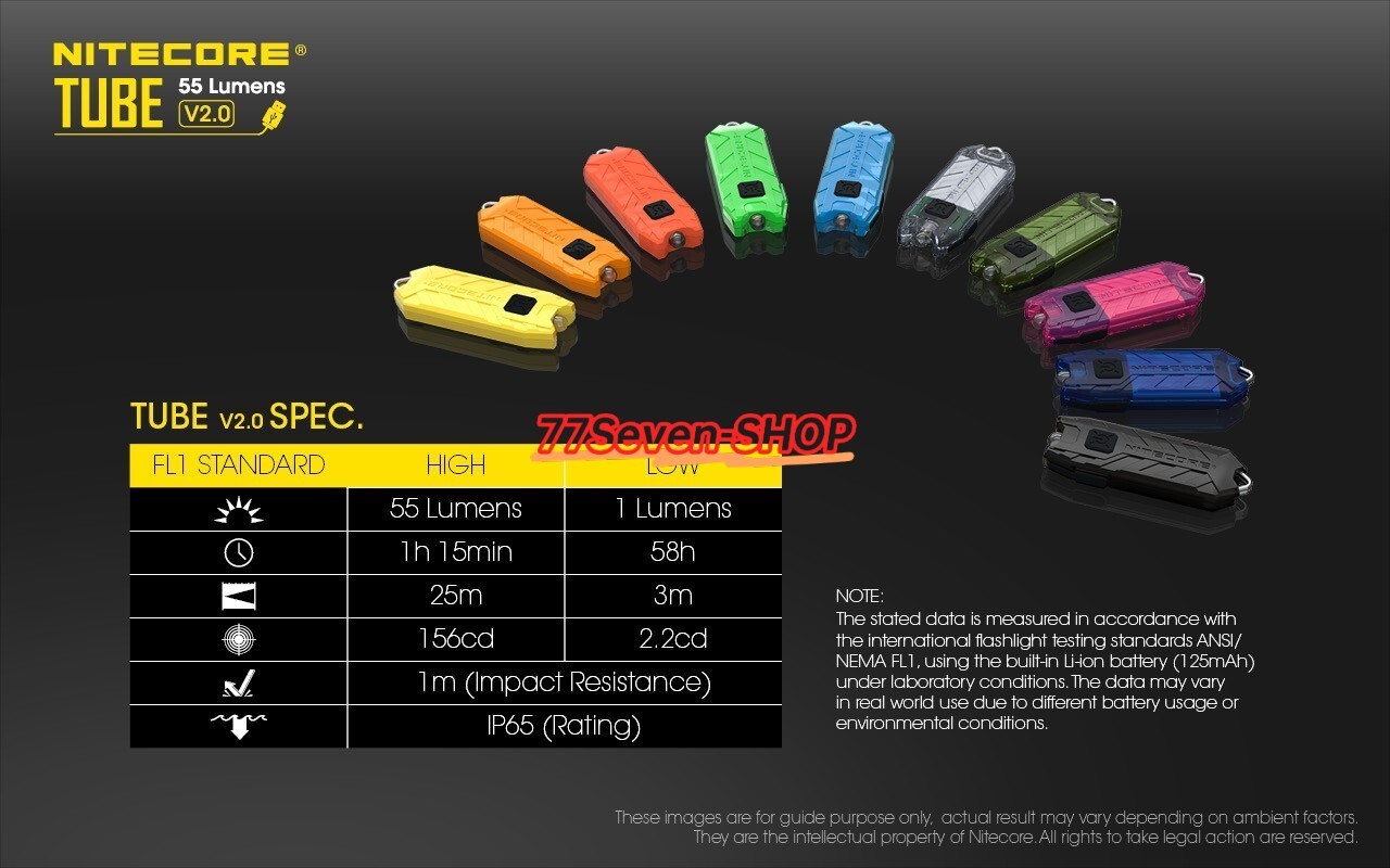 NITECORE TUBE V2.0 55 Lumen USB Rechargeable Keychain Flashlight (Transparent)