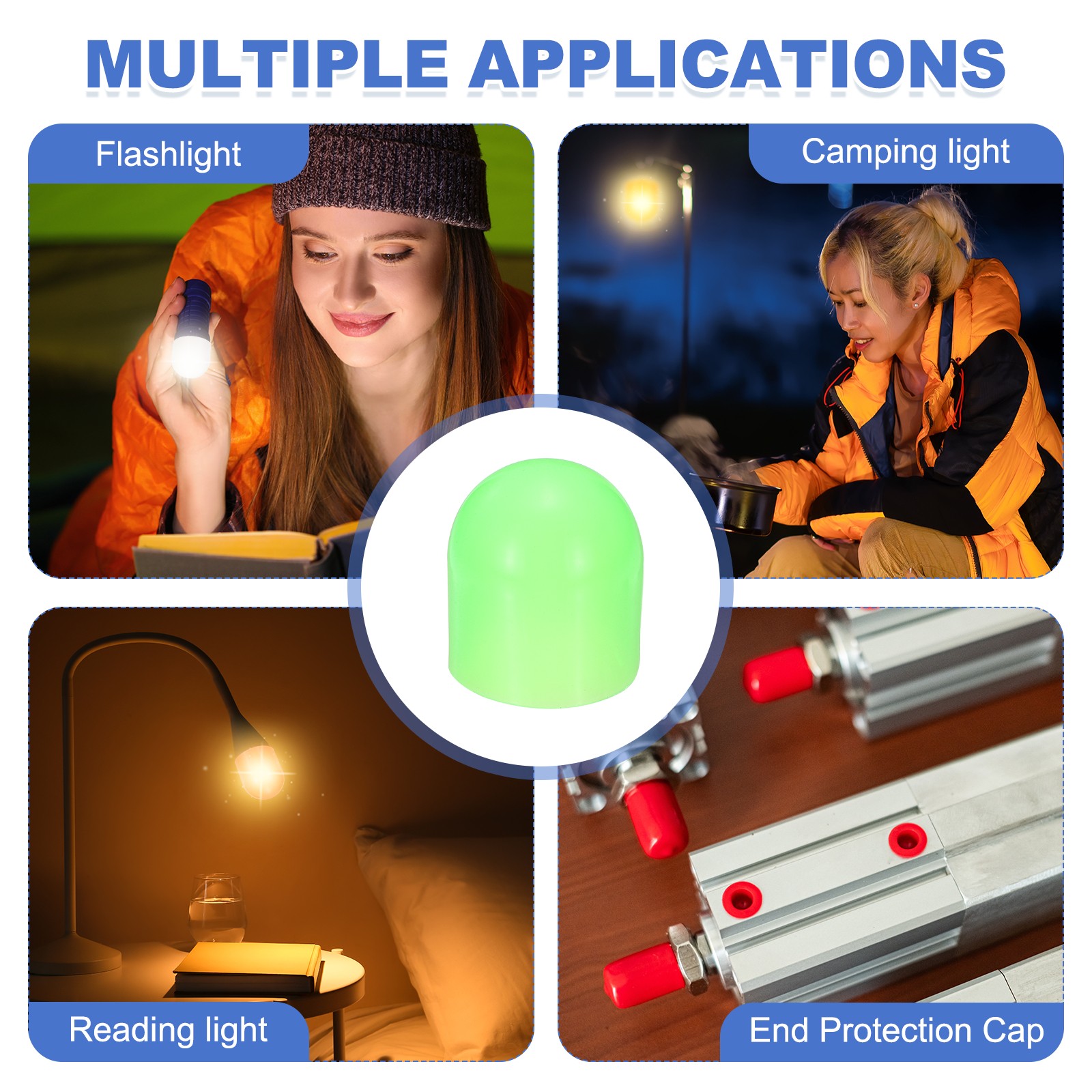 Flashlight Diffuser Cap, 43mm IDx50mm Flexible Silicone End Cap, Green