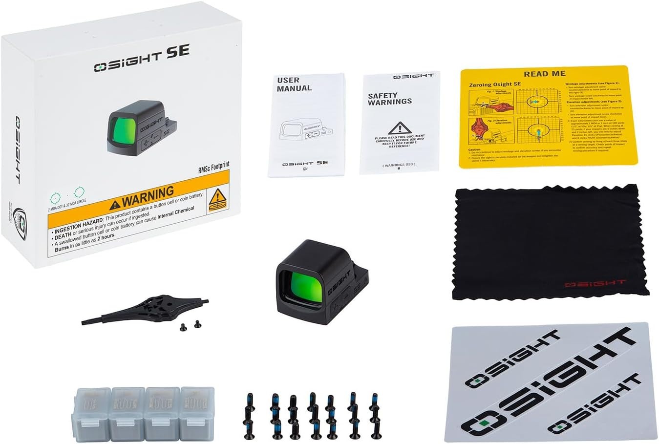 Osight SE Green 2 MOA Dot/32 MOA Circle Enclosed Optic, with RMSc Footprint
